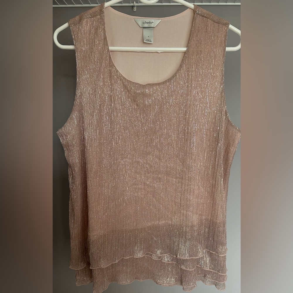 CJ BANKS size X Shimmering Layered sleeveless, scooped neckline blouse.